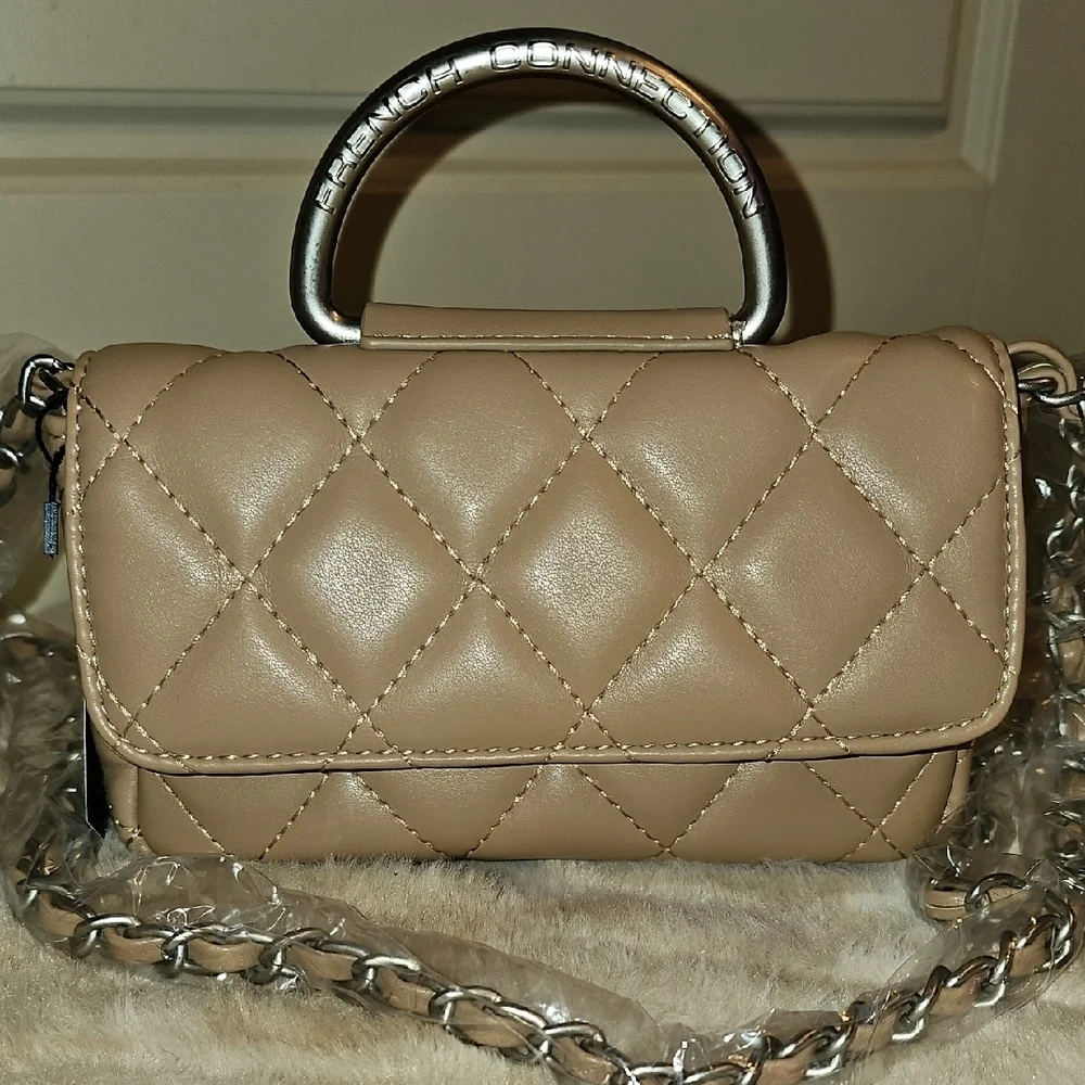French Connection Beige Quilted Mini Bag - Picture 6 of 13